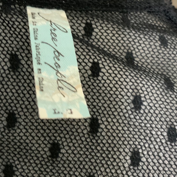 Free People L Stars Align black Swing Top- crotchet with dotted swiss sheer top - Picture 4 of 13
